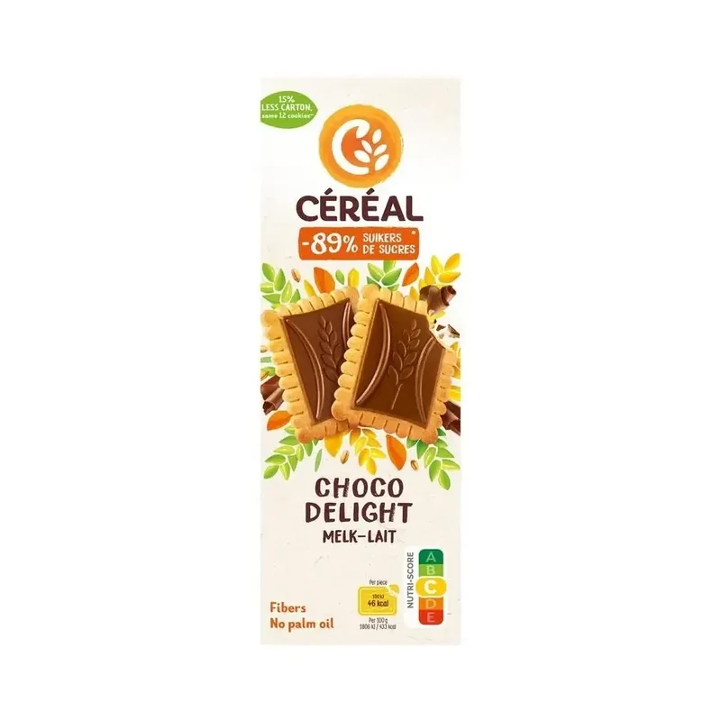 Cereal Koekjes choco delight melkchocolade minder suikers 126 gram