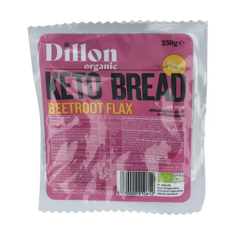 Dillon Organic Keto brood beetroot flax seeds biologisch demeter 250 gram