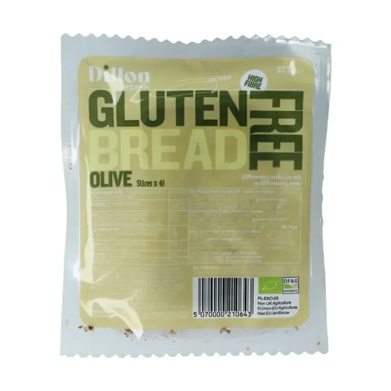 Dillon Organic Sliced bread olive glutenvrij biologisch demeter 275 gram