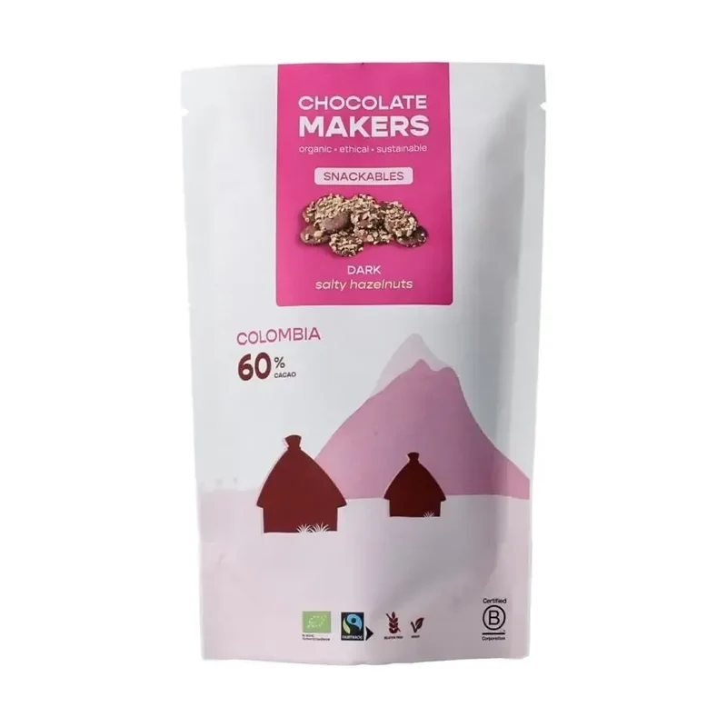 Chocolatemakers Snackable puur 60% met hazelnoot biologisch 100 gram