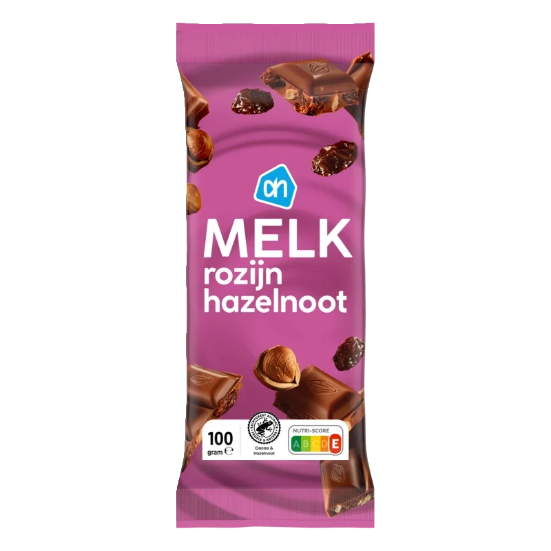 Reep melk hazelnoot rozijn