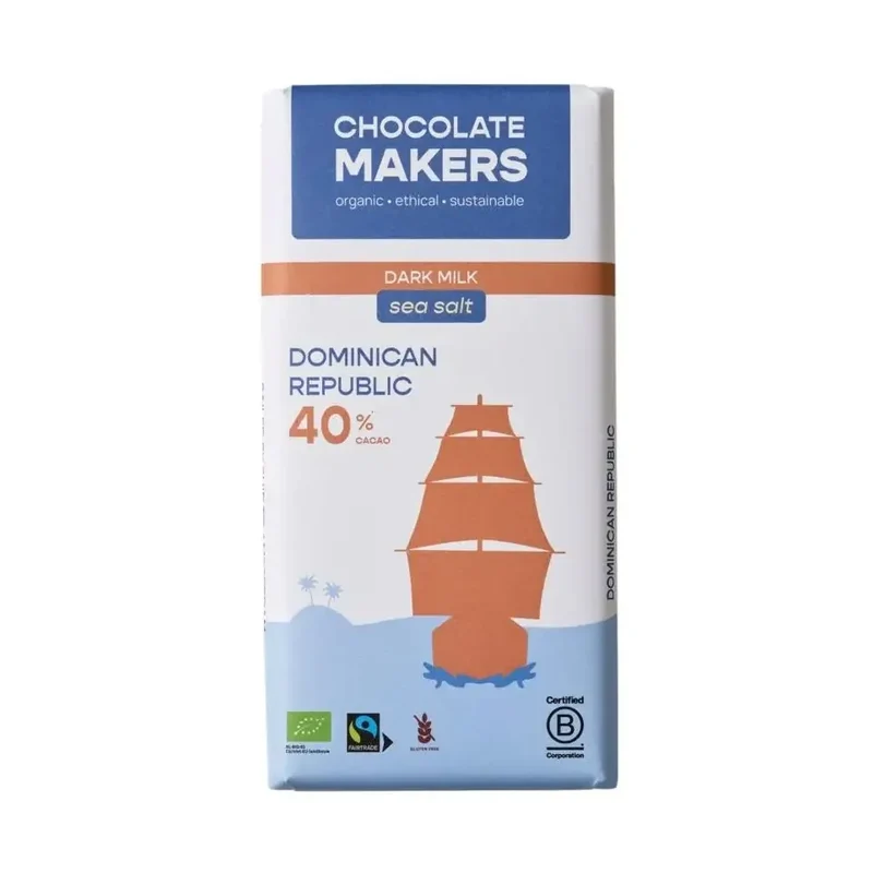 Chocolatemakers Reep tres hombres 40% melk zeezout fairtrade 80 gram