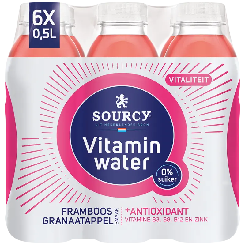 Sourcy Vitaminwater framboos granaatapp 6-pack