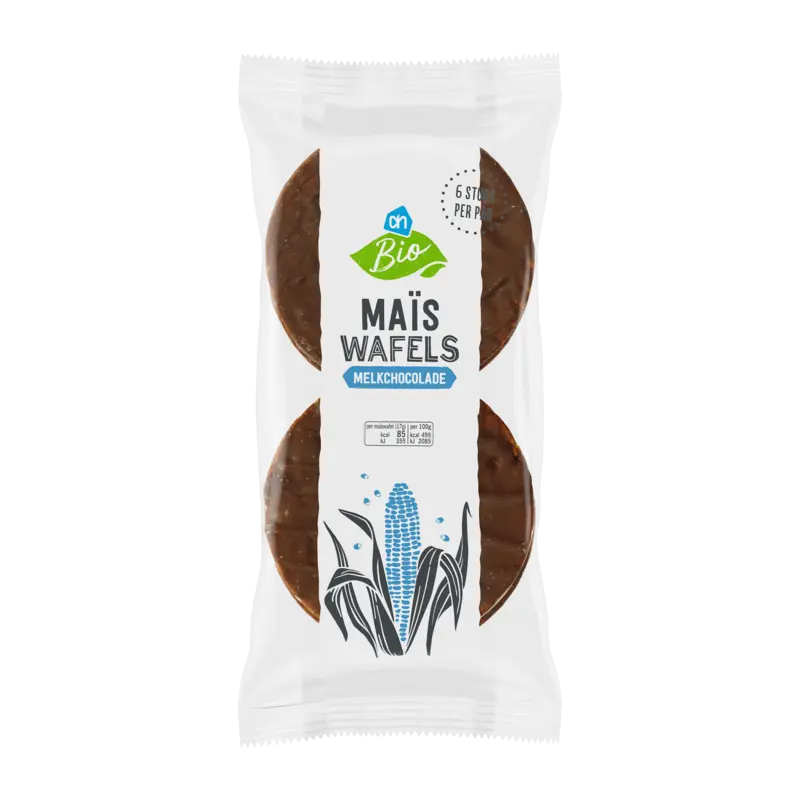 Biologisch Maiswafels met melk chocolade