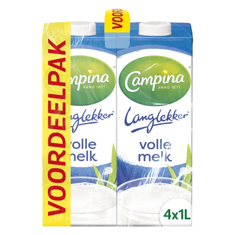 Campina Langlekker volle melk voordeel 4-pack