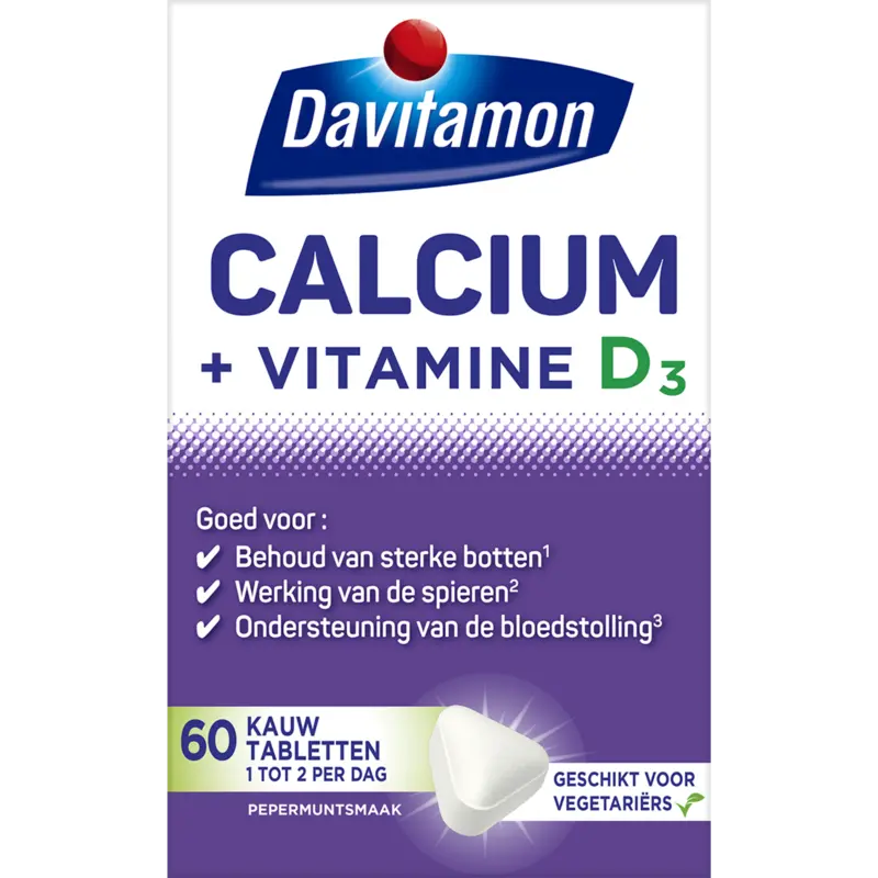 Davitamon Calcium + vitamine D kauwtabletten mint