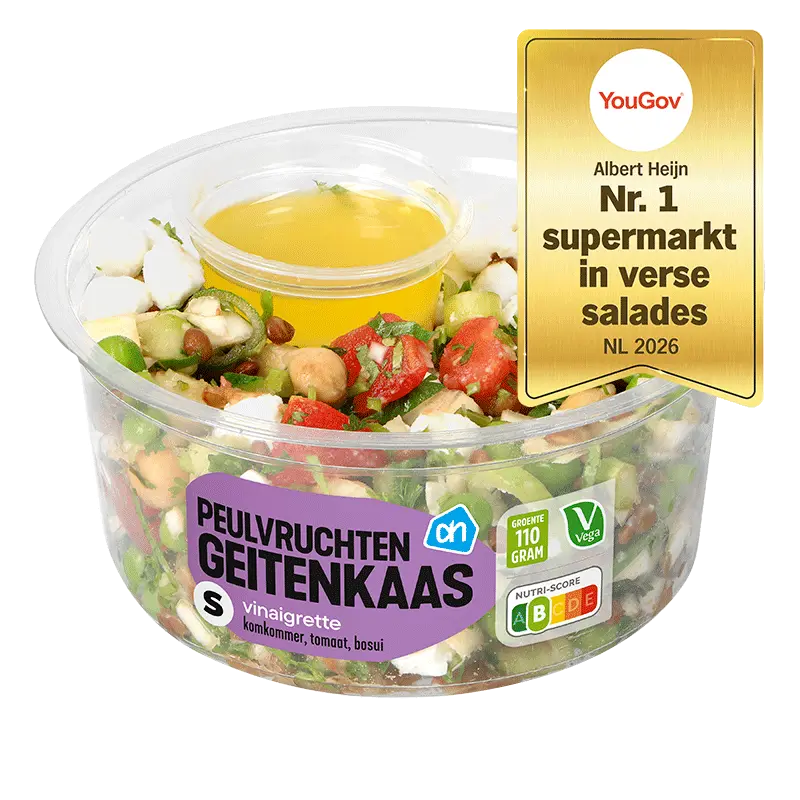 Kleine salade peulvruchten geitenkaas