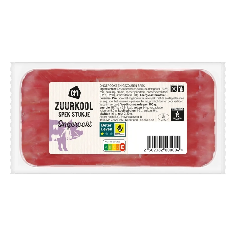Ongekookt zuurkool spek stukje
