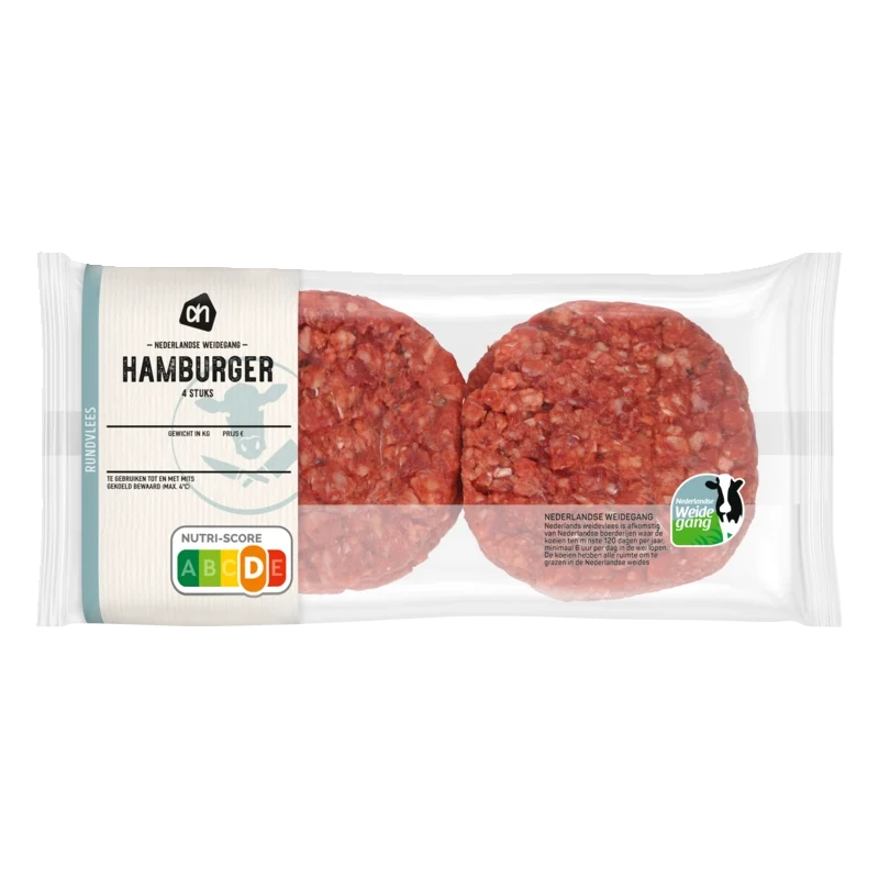 Runder hamburger 4 stuks
