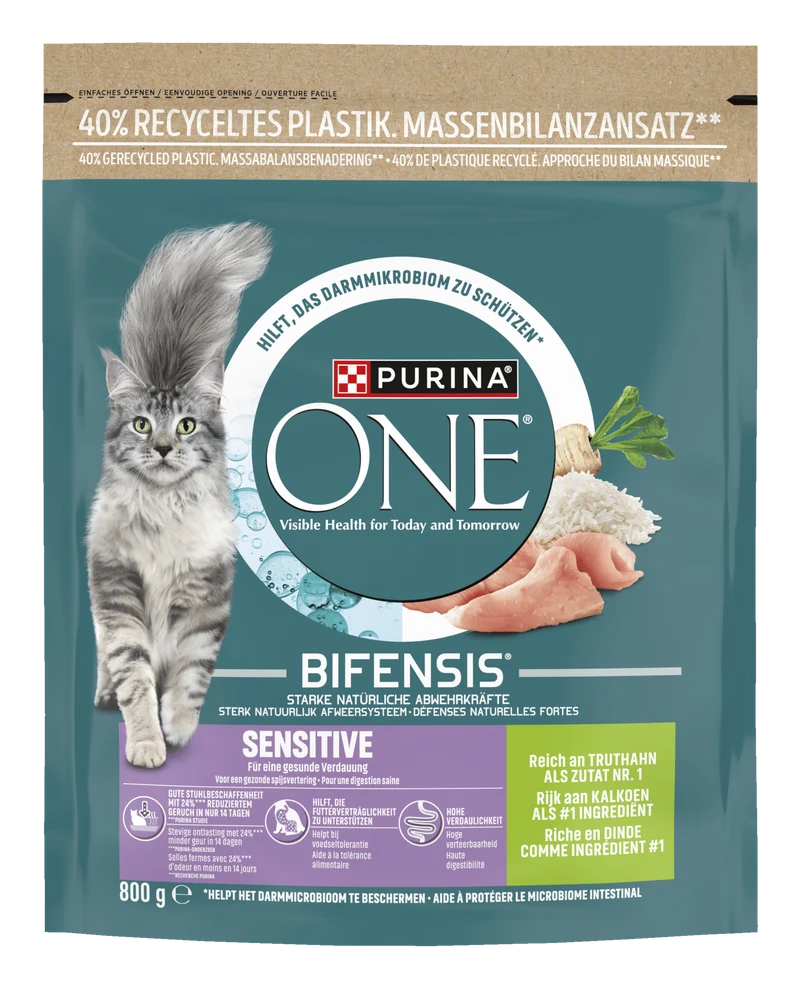 Purina One Sensitive kattenvoer rijk aan kalkoen