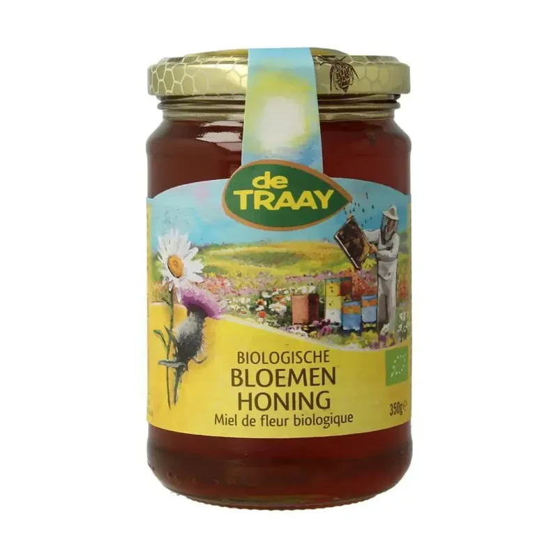 De Traay Bloemen honing vloeibaar biologisch 350 gram