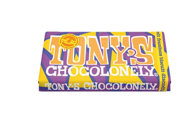 Tony's Chocolonely Bars White Raspberry Biscuit 180 g