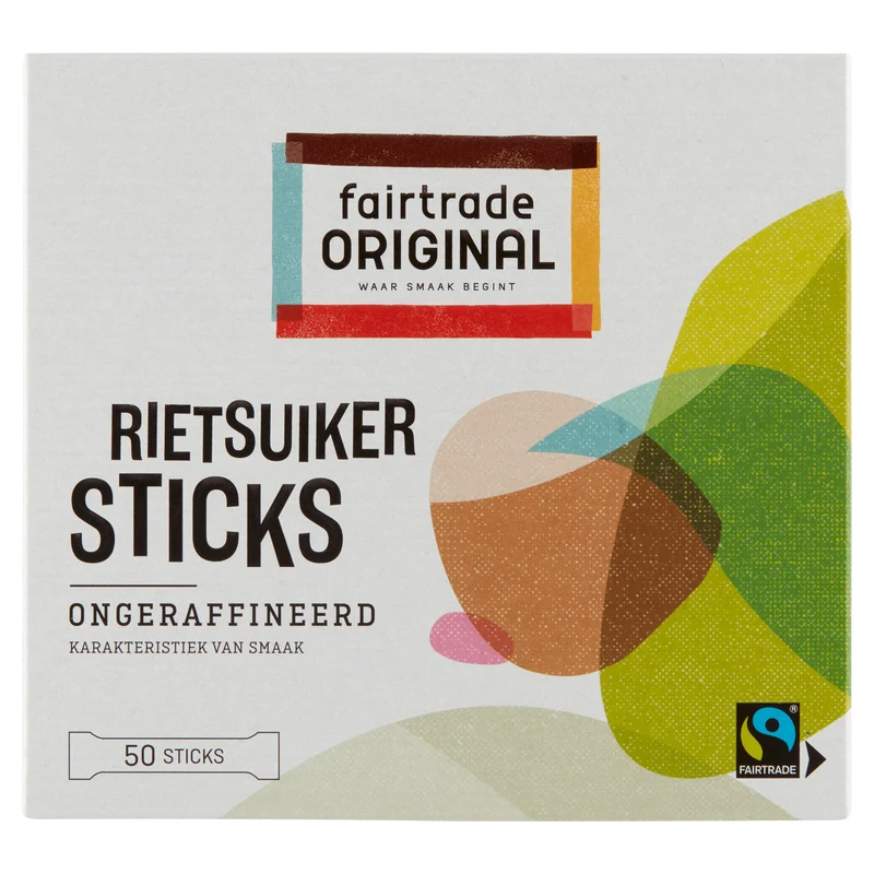 Fairtrade Original Ruwe rietsuiker in sticks Fairtrade