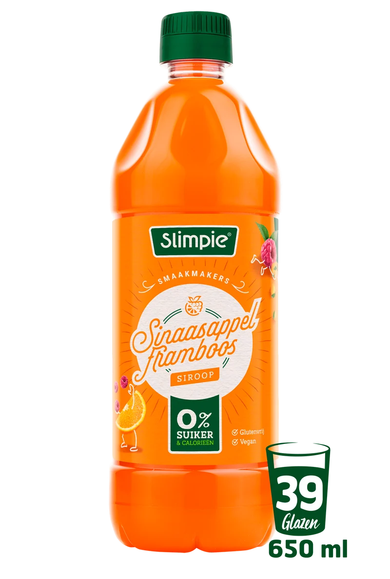 Slimpie Limonadesiroop sinaasappel framboos