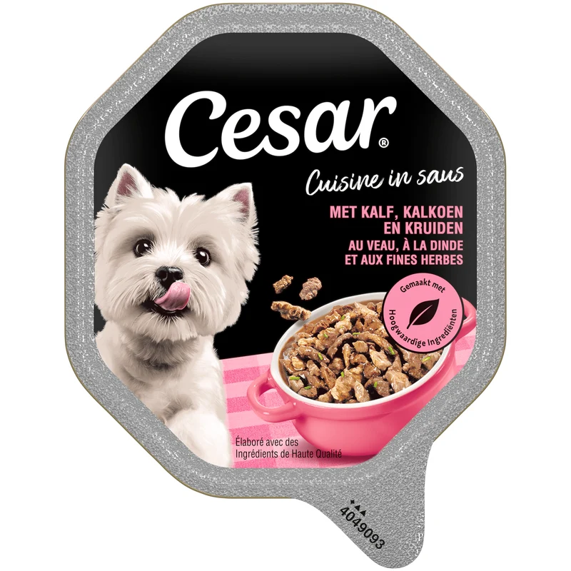 Cesar Cuisine Kalf & Kalkoen Hondenvoer