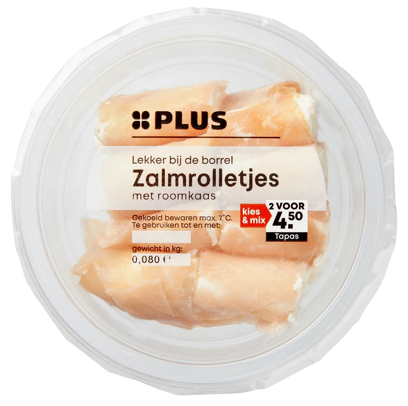 Zalmrolletjes met roomkaas naturel