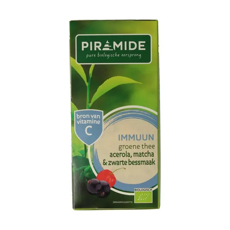 Piramide Immuun groene thee acerola, matcha & zwarte bes 20 zakjes
