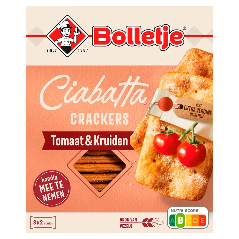 Bolletje Ciabatta Tussendoorcracker Tomaatkruid