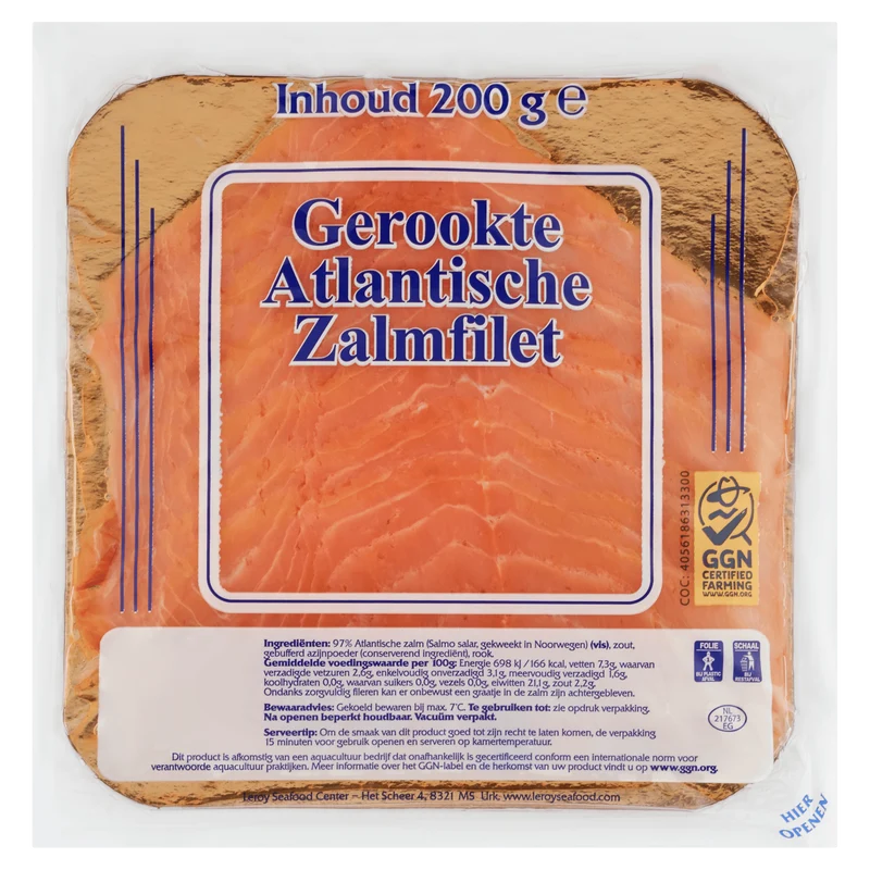 Neutraal Gerookte Atlantische zalmfilet