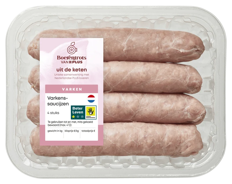 Boerentrots Varkenssaucijzen 4 st