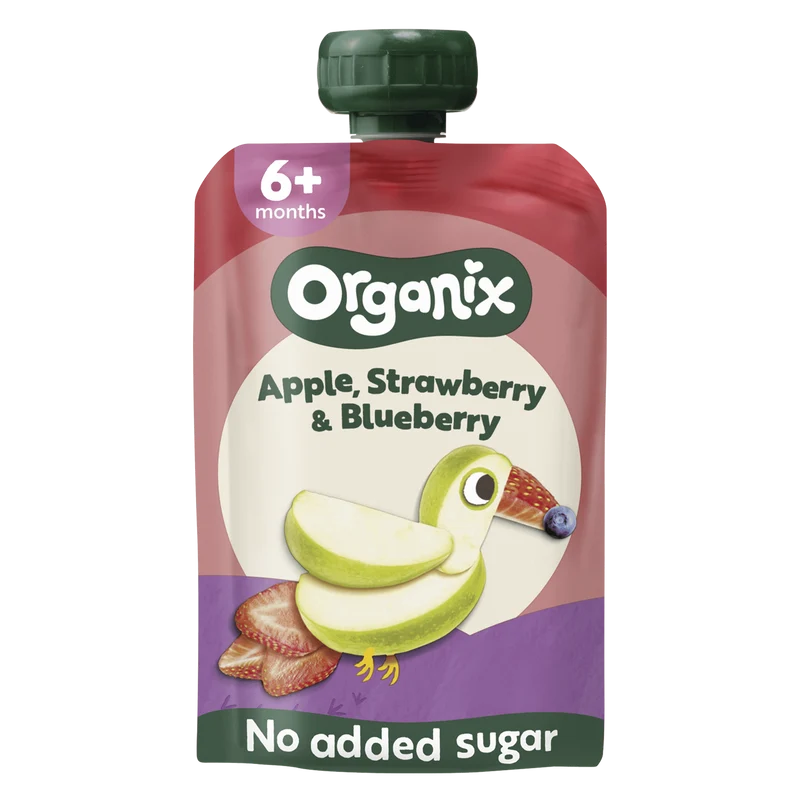 Organix Knijpfruit Appel, Aardbei, Bosbes 6+m