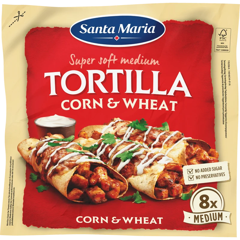 Santa Maria Tortilla wrap Corn & Wheat pak 8st