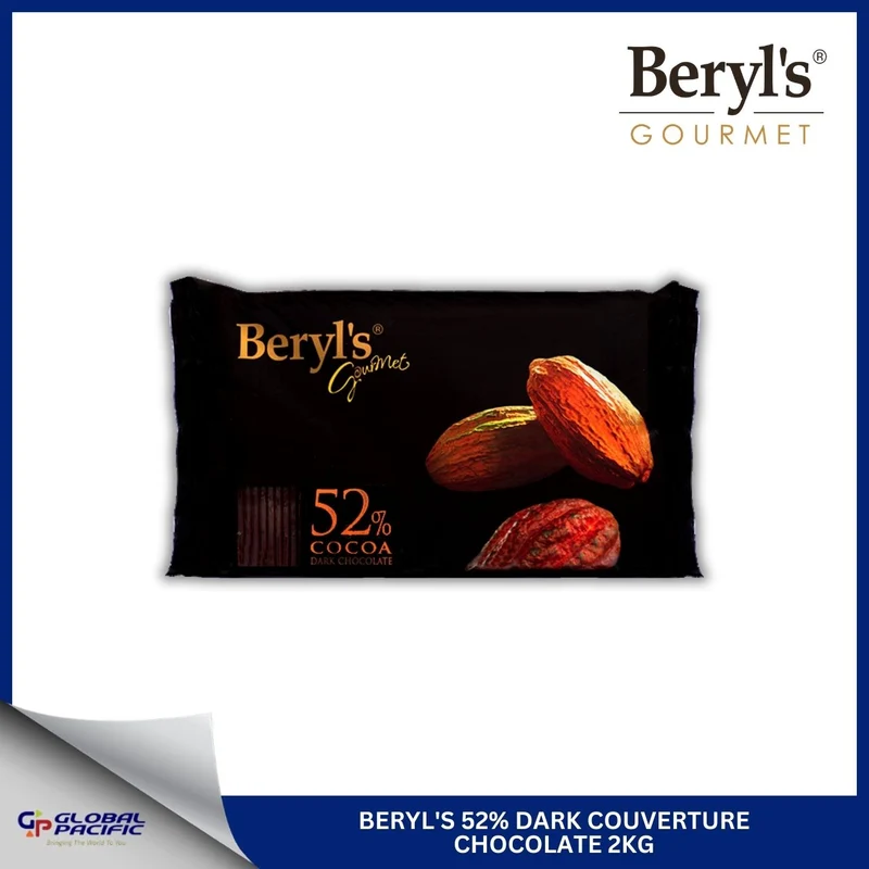 BERYL'S 52% DARK COUVERTURE CHOCOLATE 2KG.