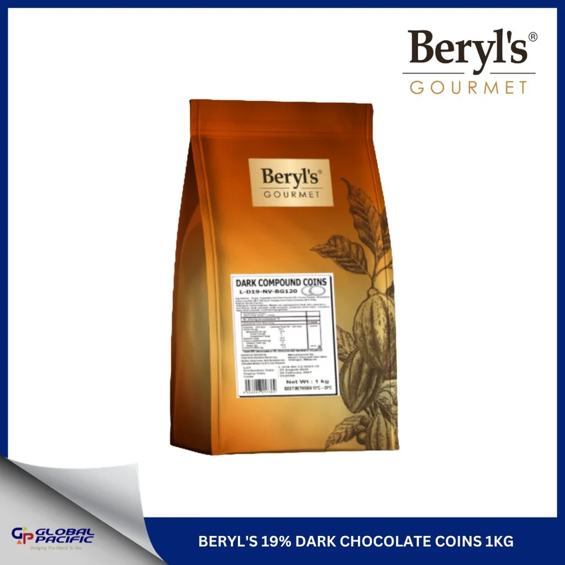 BERYL'S 19% DARK CHOCOLATE COINS 1KG.