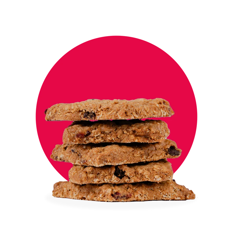 HAVERMOUTKOEK MET CRANBERRIES EN ROZIJNEN