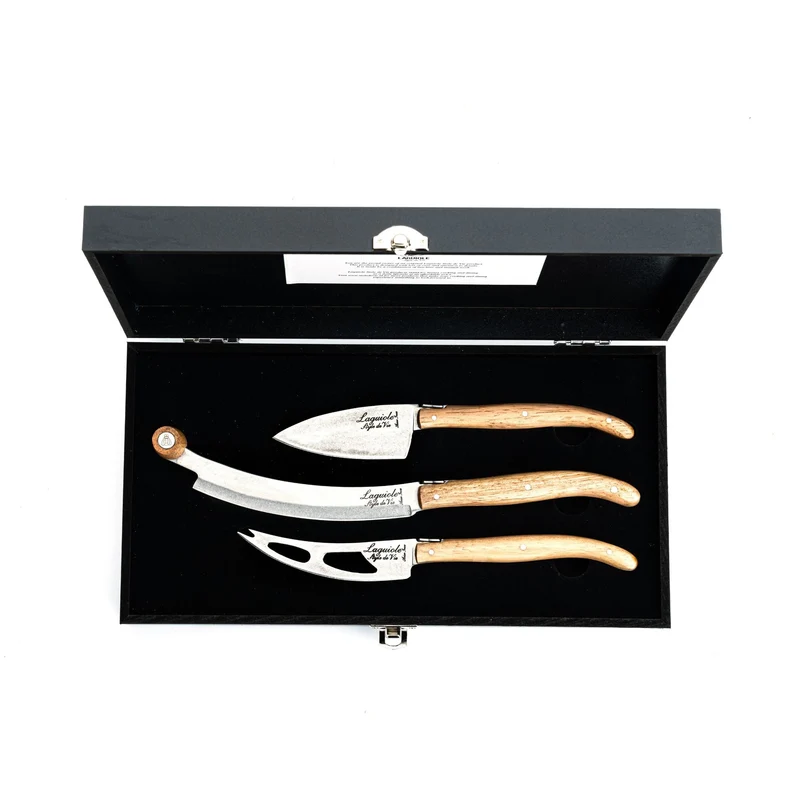 Luxury Line kaasmessenset eikenhout Stonewash in luxe kist V2 (set van 3)