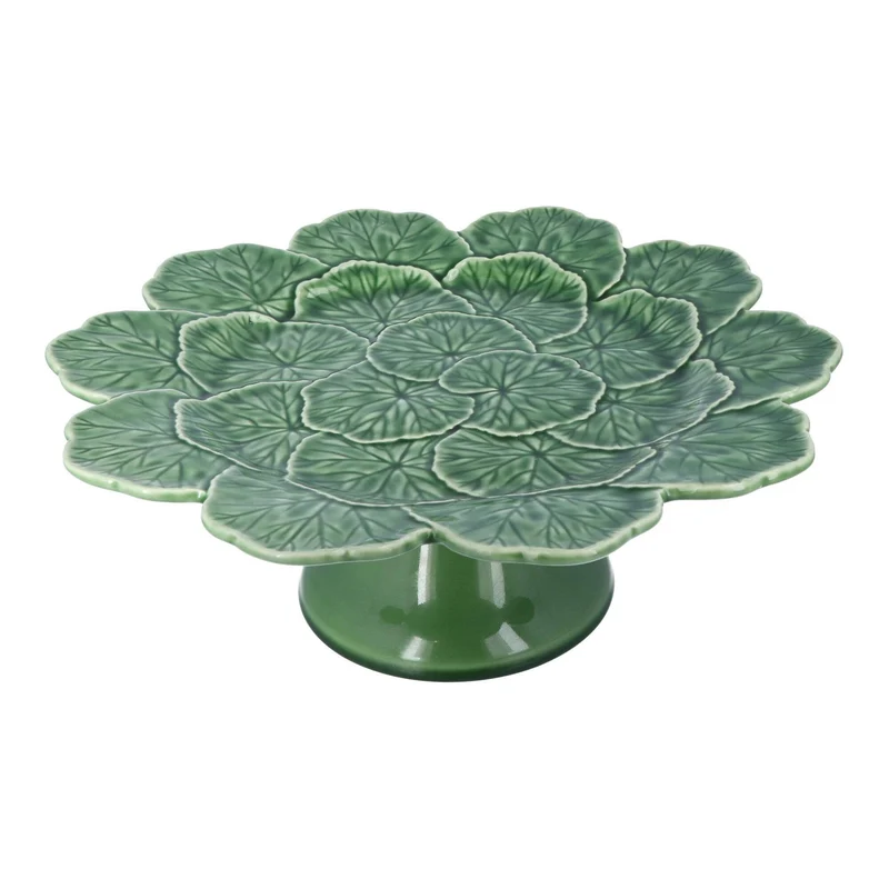 Taartplateau op voet Geranium groen 33cm