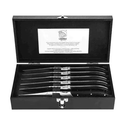 Luxury Line steakmessen zwart ebbenhout in luxe kist (set van 6)