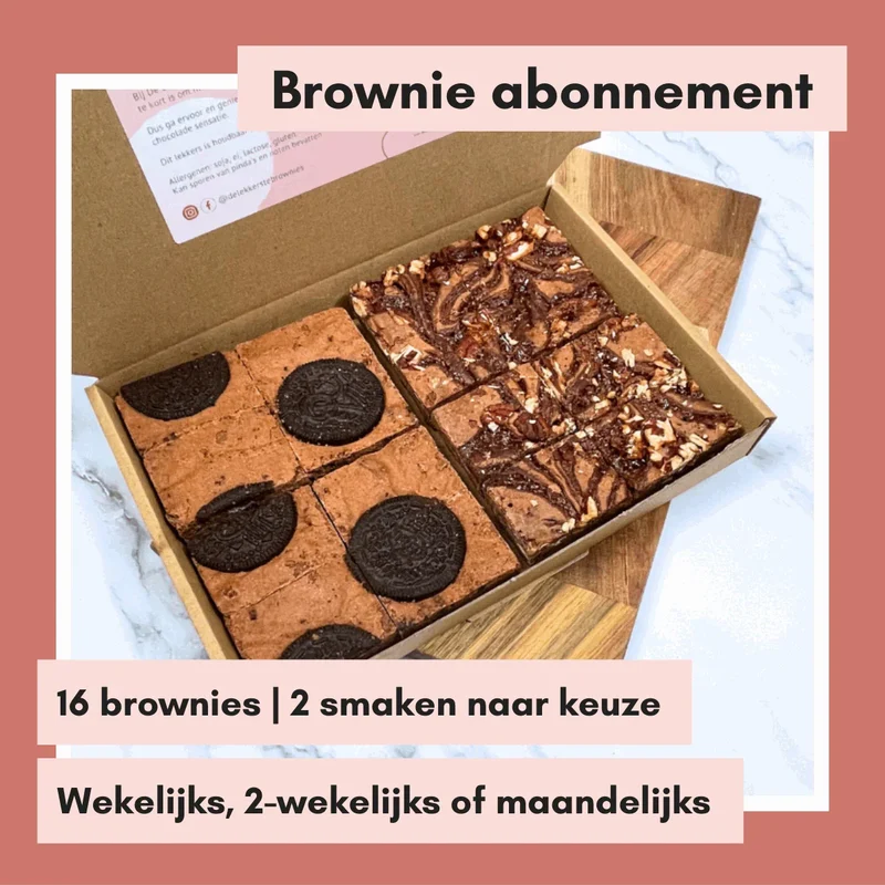 Brownie abonnement 16 stuks | Kies zelf 2 smaken