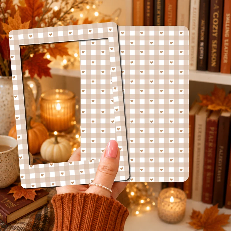 E-reader Insert-Skin | Taupe heart gingham
