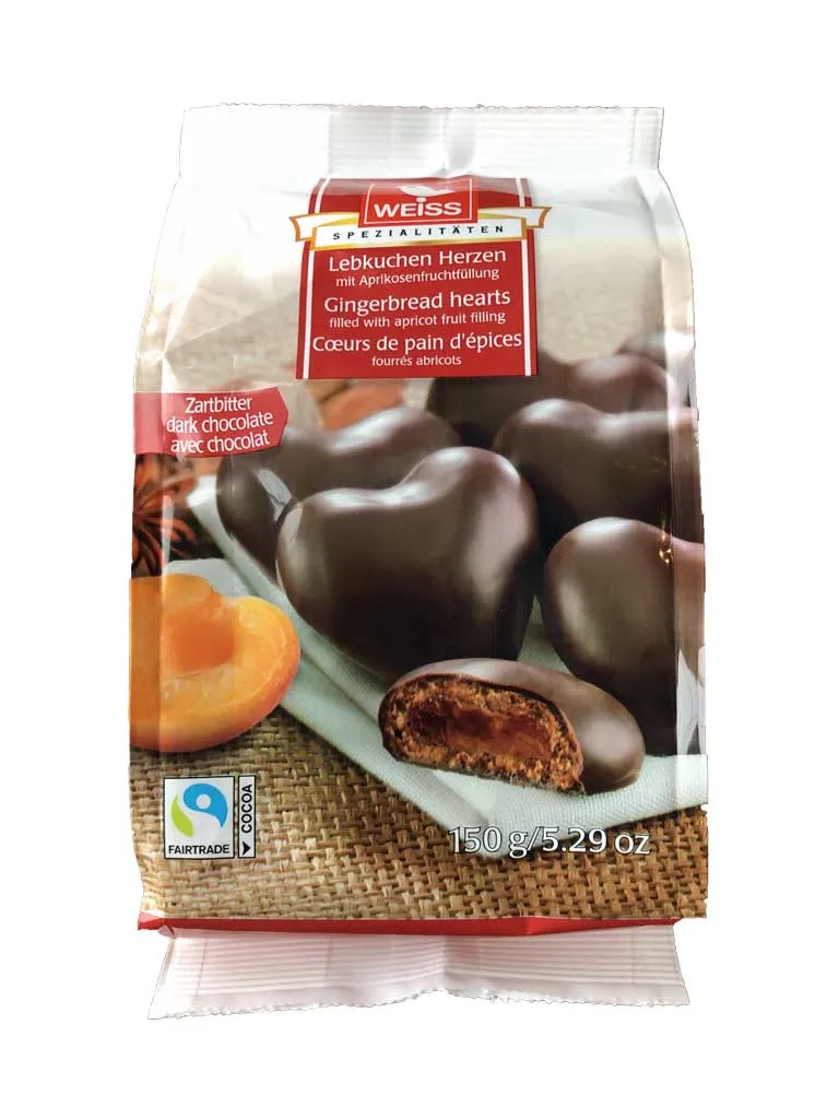 Weiss Gefulte Lebkuchen Herzen (Apricot Filled Hearts) 150 g