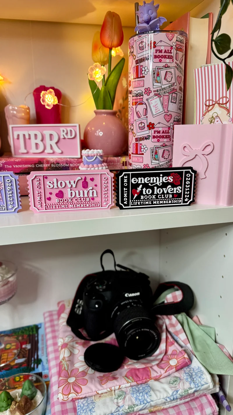 Tropes Ticket | Aesthetic Bookish Shelf Decor
