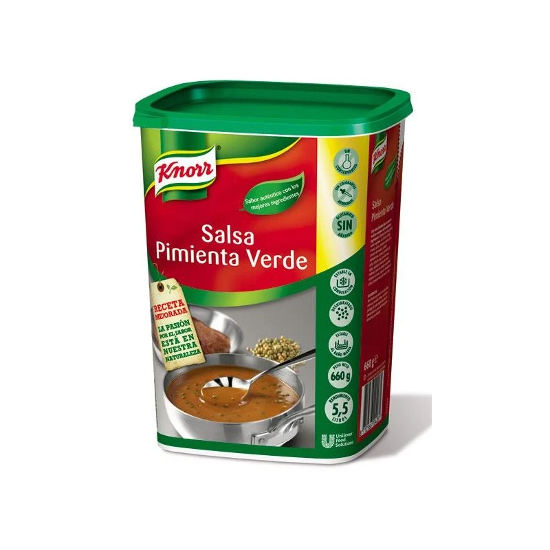 KNORR SALSA PIMIENTA VERDE 660 GR.