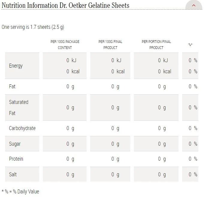 Oetker Gelatin Sheets 10g