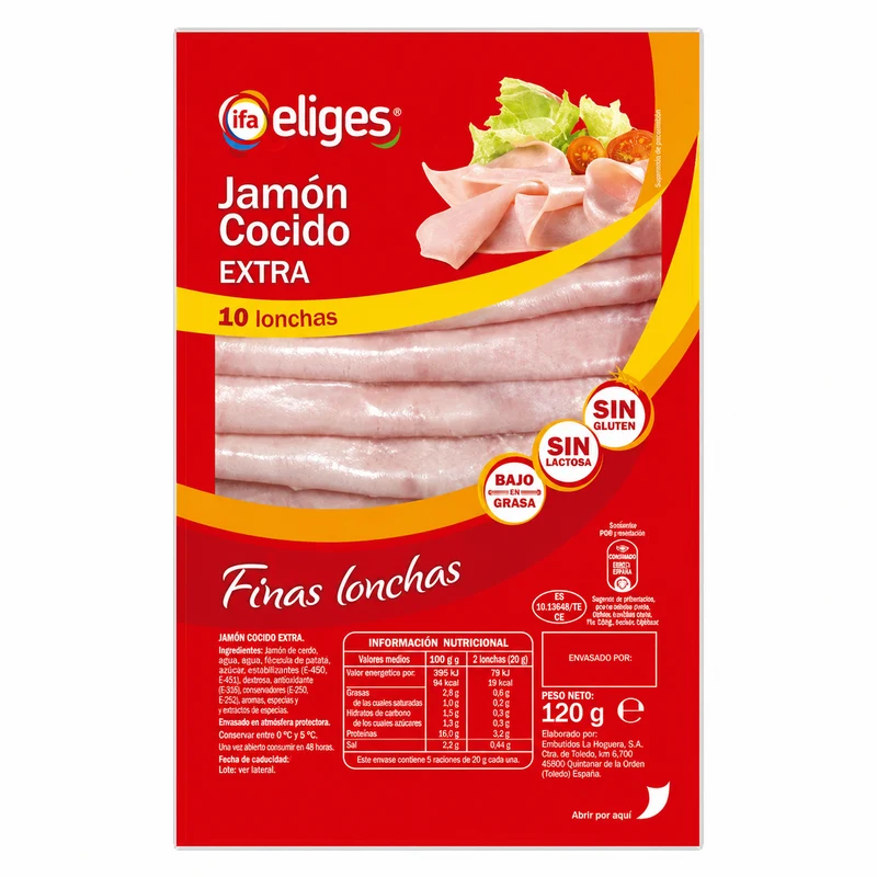 IFA-ELIGES JAMÓN COCIDO LONCHAS 120 GR.