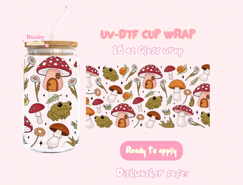 UV-DTF Cup wrap | Goblincore Mushroom
