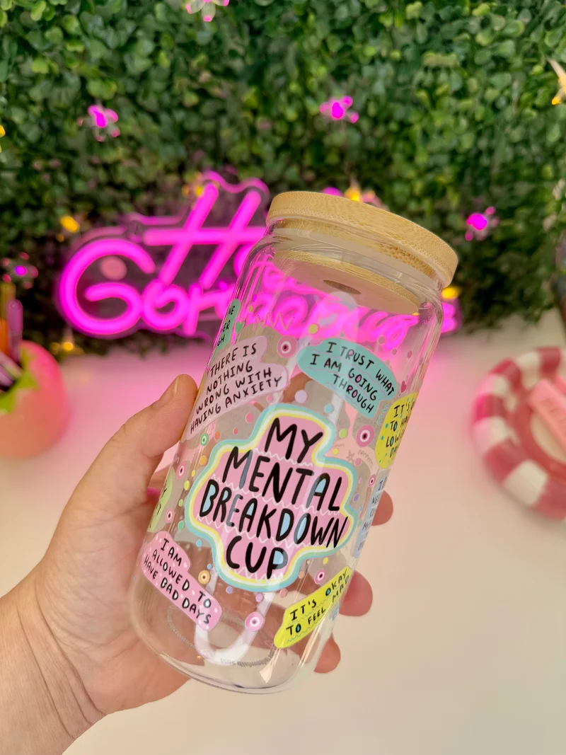 Drinkglas met rietje | my mental breakdown cup
