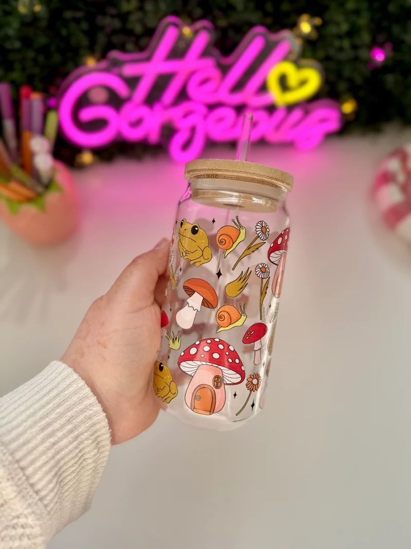 Drinkglas met rietje | Goblinecore Mushroom