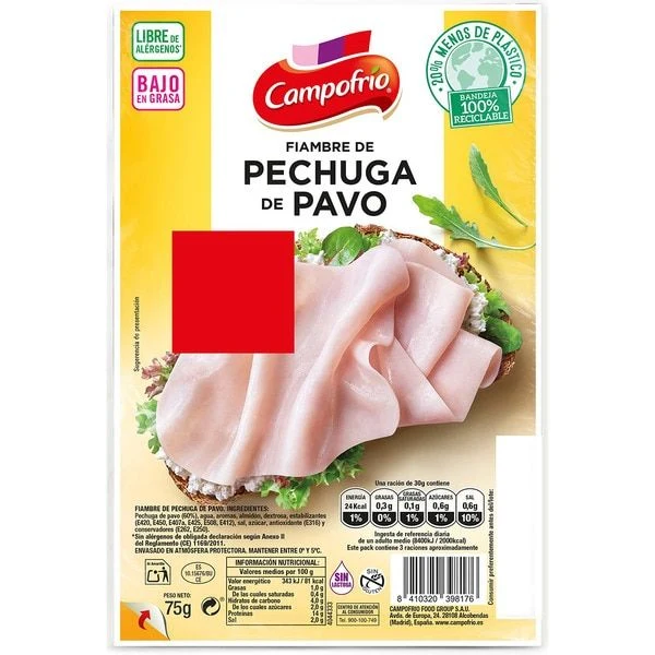 CAMPOFRÍO PECHUGA PAVO LONCH. 75 GR.