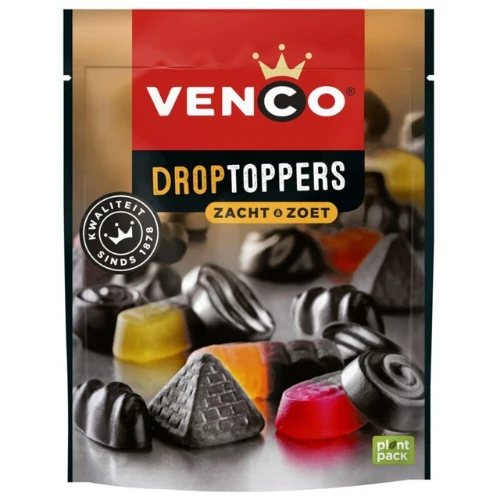 Venco droptoppers zacht zoet stazak 215 gr