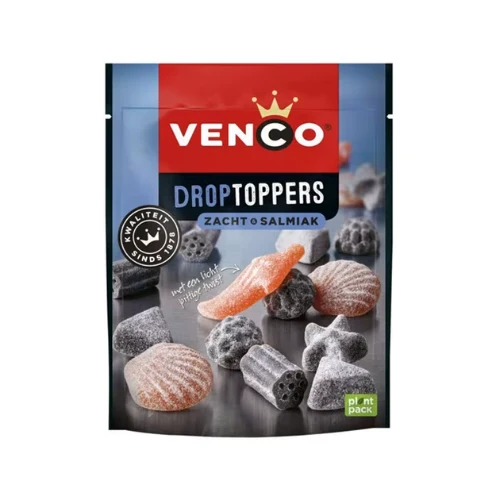 Venco droptoppers zacht & salmiak stazak 215 gr