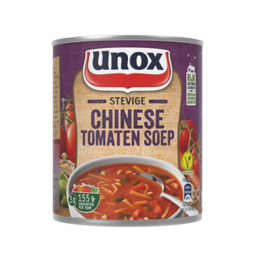 Unox stevige chinese tomatensoep 800 ml.