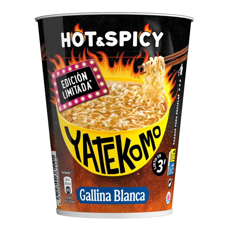 YATEKOMO NOODLES HOT SPICY 60 GR.