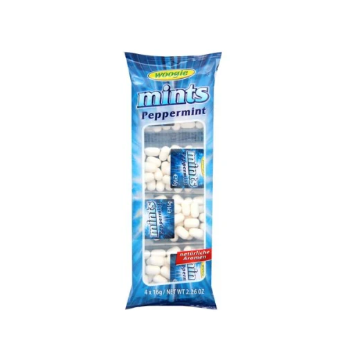 Woogie mints peppermint suikerdrag. 4x16 gr.