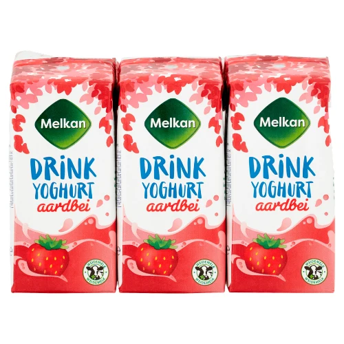 Melkan drinkyoghurt aardbei 6 pack 1200 ml.