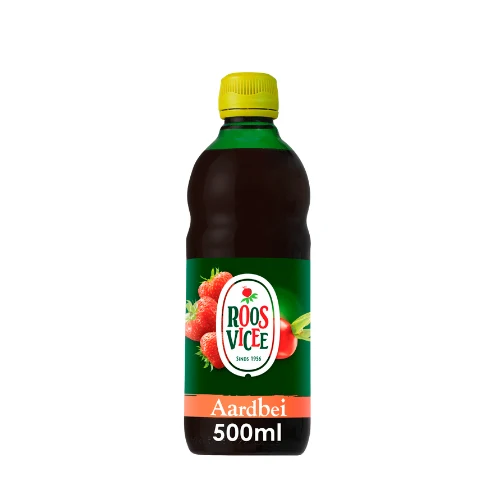 Roosvicee vruchtensiroop aardbei 500 ml.